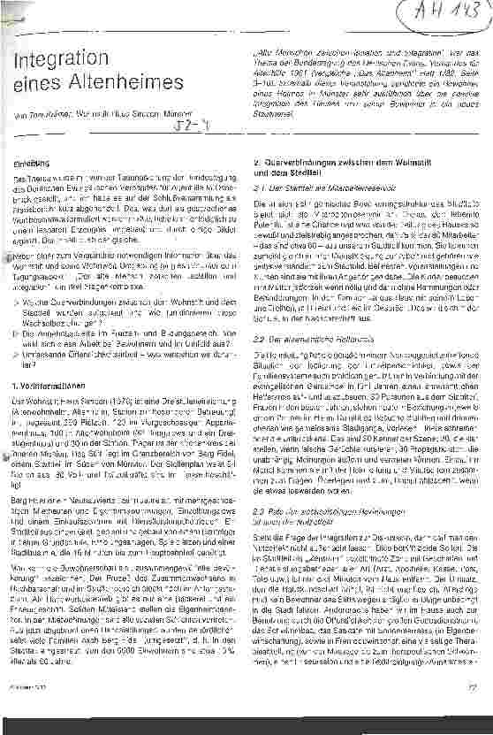 Vorschauseite 1: Integration eines Altenheimes
