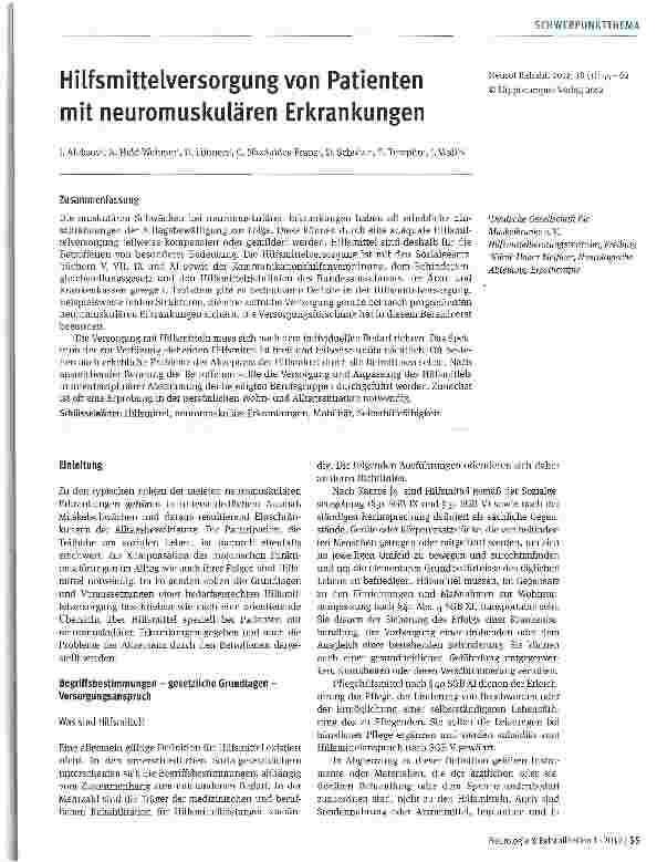 Vorschauseite 1: Hilfsmittelversorgung von Patienten mit neuromuskulären Erkrankungen