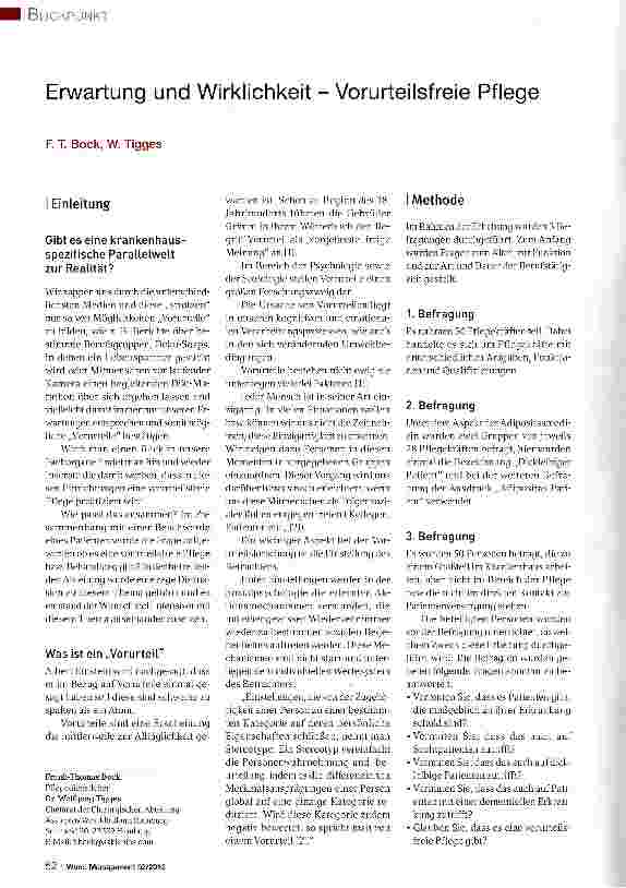 Vorschauseite 1: Erwartung und Wirklichkeit - Vorurteilsfreie Pflege