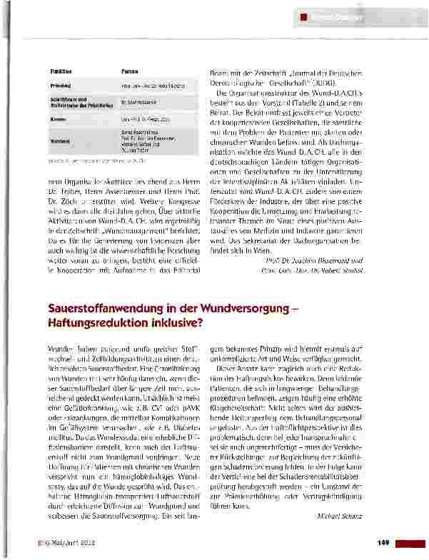 Vorschauseite 2: Das Wund-D+A+CH+ - ein neuer Dachverband deutschsprachiger Fachgesellschaften und Vereine für die Optimierung des Managements von Patienten mit Wunden