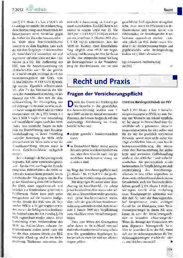 Vorschauseite 1: Fragen der Versicherungspflicht