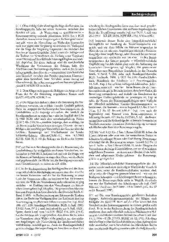 Vorschauseite 2: Aufwendungsersatzanspruch des Bestattungsunternehmens; Beerdigung eines Verstorbenen ohne Auftrag von Angehörigen; Inanspruchnahme des Sozialhilfeträgers; Kosten einer einfachen B…
