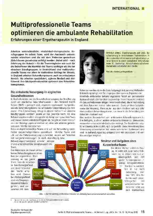 Vorschauseite 1: Multiprofessionelle Teams optimieren die ambulante Rehabilitation