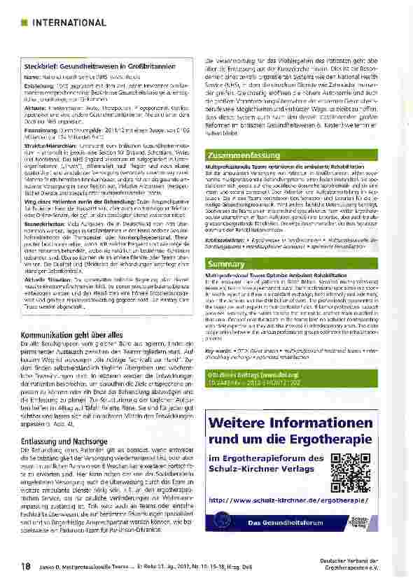 Vorschauseite 4: Multiprofessionelle Teams optimieren die ambulante Rehabilitation