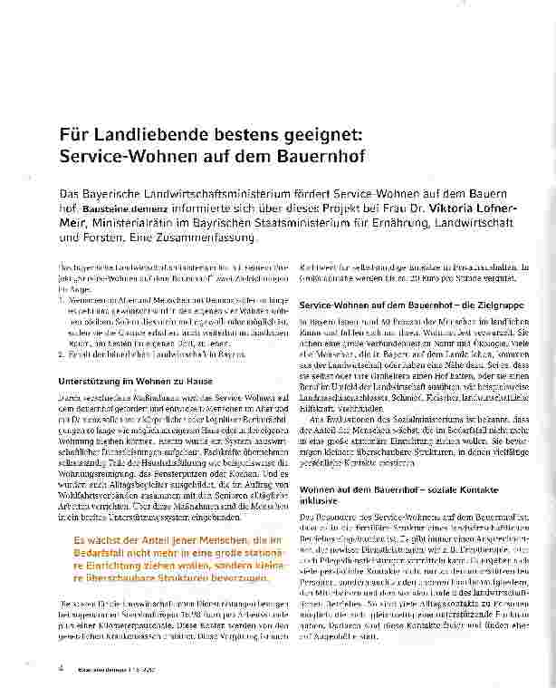 Vorschauseite 1: Für Landliebende bestens geeignet: Service-Wohnen auf dem Bauernhof