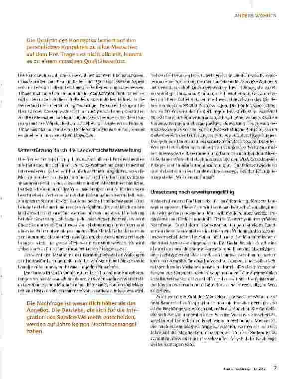 Vorschauseite 4: Für Landliebende bestens geeignet: Service-Wohnen auf dem Bauernhof
