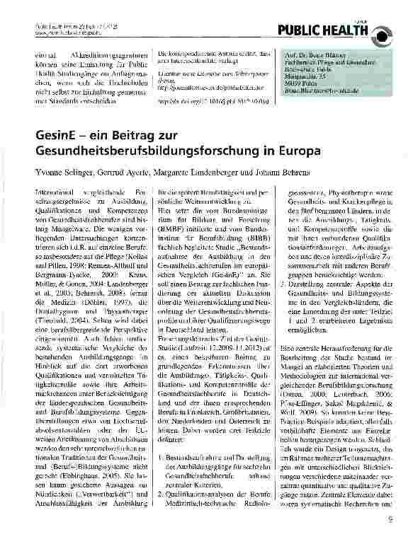 Vorschauseite 3: Fachqualifikationsrahmen Public Health