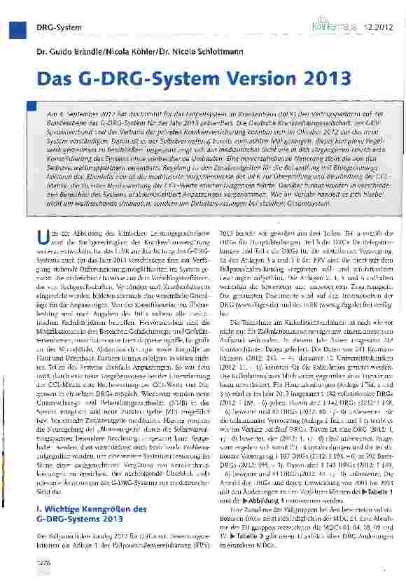 Vorschauseite 1: Das G-DRG-System Version 2013