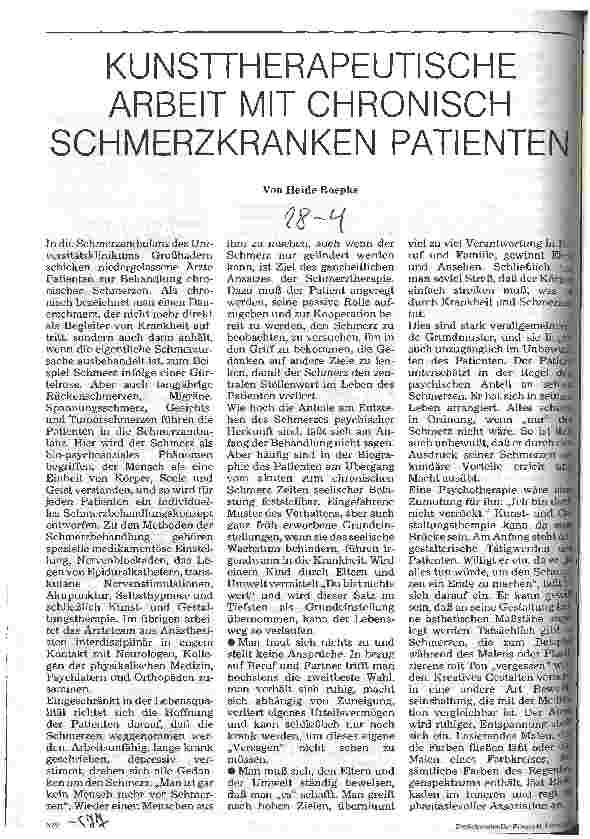 Vorschauseite 1: Kunsttherapeutische Arbeit mit chronisch schmerzkranken Patienten