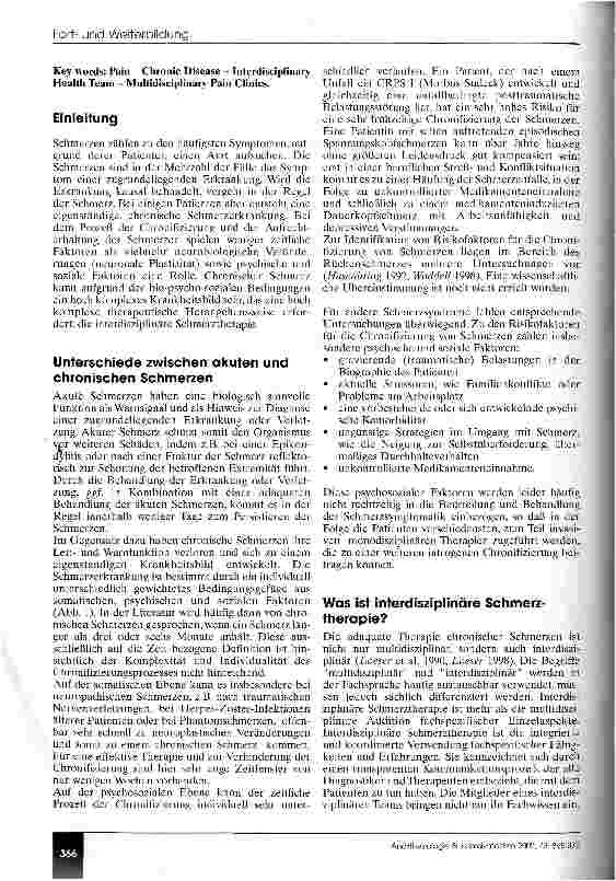 Vorschauseite 2: Interdisziplinäre Schmerztherapie (CME 6/02)
