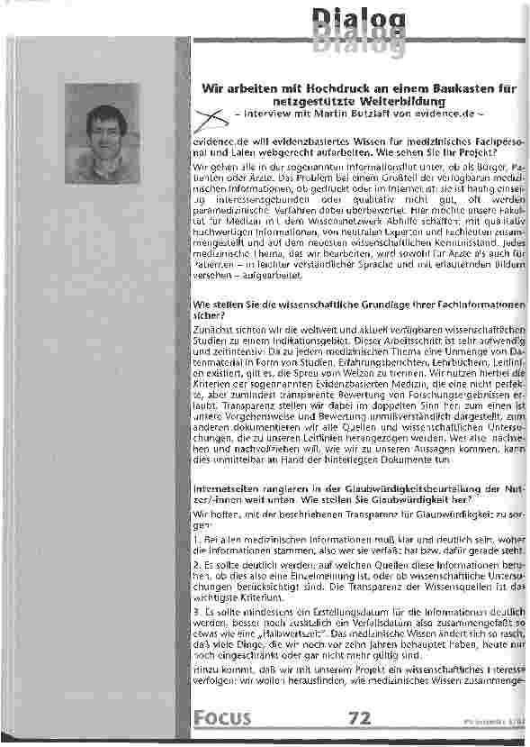 Vorschauseite 1: Wir arbeiten mit Hochdruck an einem Baukasten für netzgestützte Weiterbildung