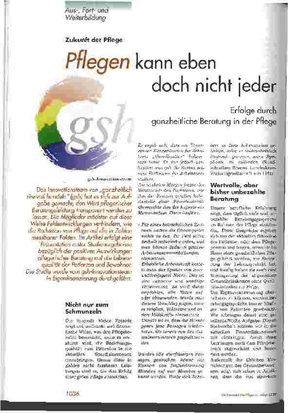 Vorschauseite 1: Pflegen kann eben doch nicht jeder Erfolge durch ganzheitliche Beratung und Pflege