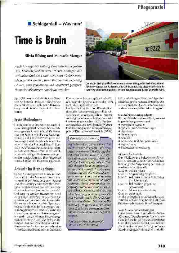 Vorschauseite 1: Time is Brain Schlaganfall - Was nun?