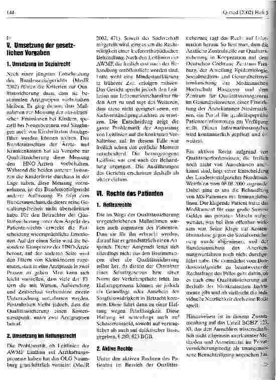 Vorschauseite 3: Qualitätssicherung als Patientenrecht? Rechtsbegriff Qualitätsmanagement: Ab wann wird die gesetzliche Forderung des § 135a SGB V erfüllt?