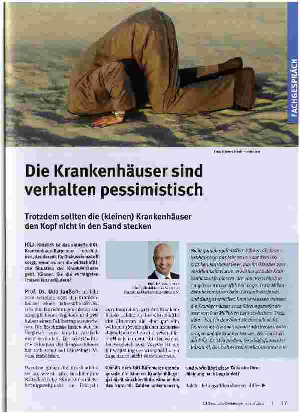 Vorschauseite 1: Die Krankenhäuser sind verhalten pessimistisch
