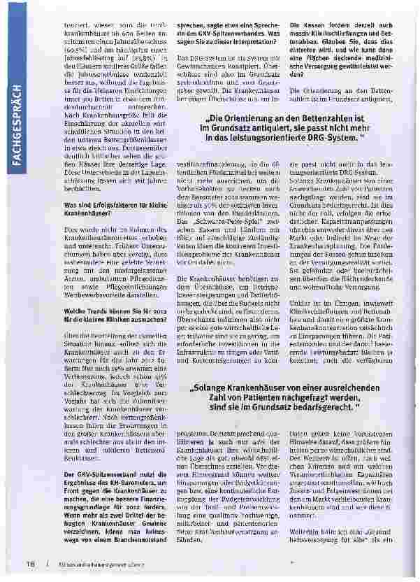 Vorschauseite 2: Die Krankenhäuser sind verhalten pessimistisch