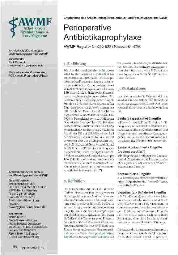 Vorschauseite 1: Perioperative Antibiotikaprophylaxe