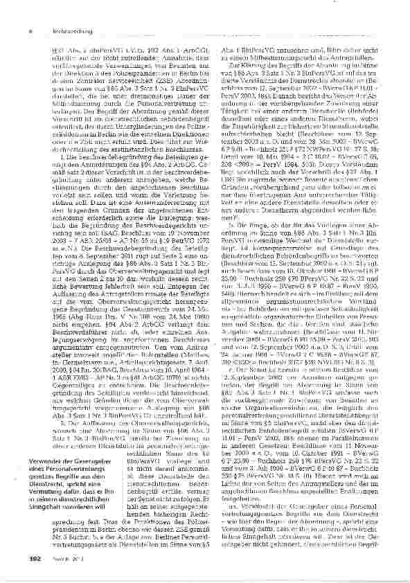 Vorschauseite 2: Dienstrechtlicher Behördenbegriff bei Abordnungen