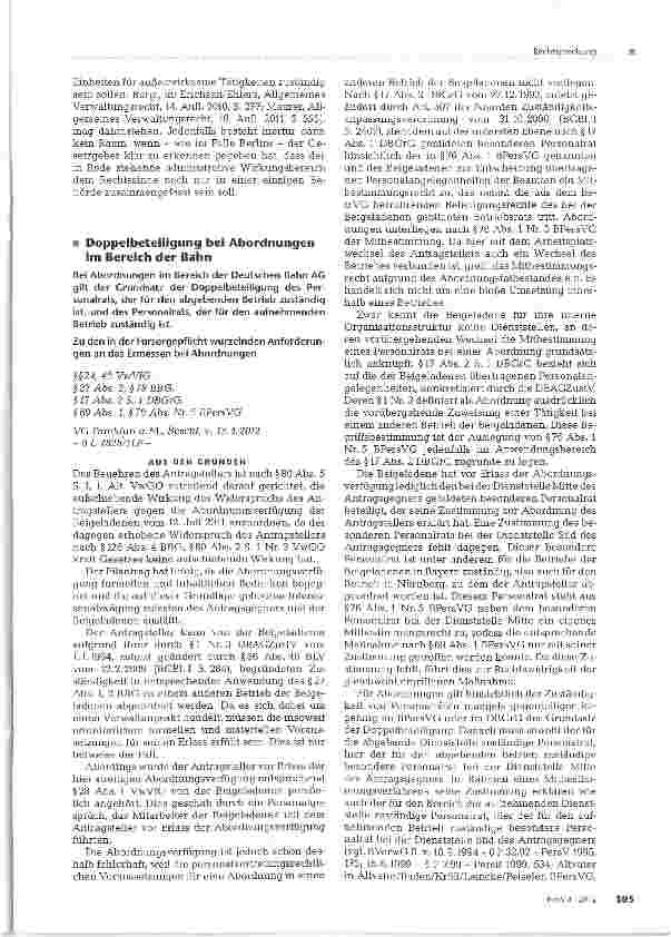 Vorschauseite 5: Dienstrechtlicher Behördenbegriff bei Abordnungen