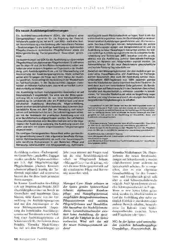 Vorschauseite 2: Gibt es bald eine Spitex-Lehre?