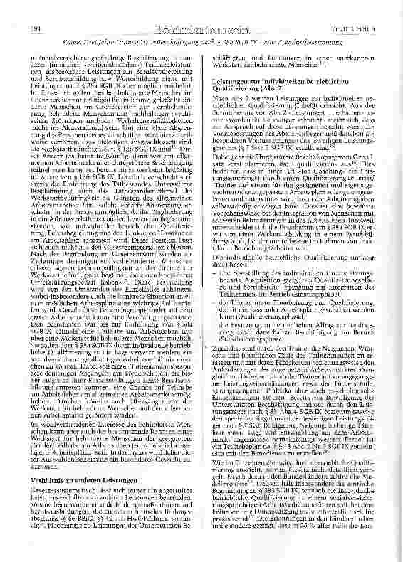 Vorschauseite 2: Drei Jahre Unterstützte Beschäftigung nach § 38a SGB IX - eine Standortbestimmung