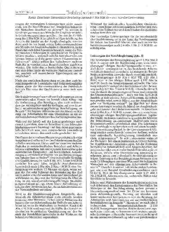 Vorschauseite 3: Drei Jahre Unterstützte Beschäftigung nach § 38a SGB IX - eine Standortbestimmung
