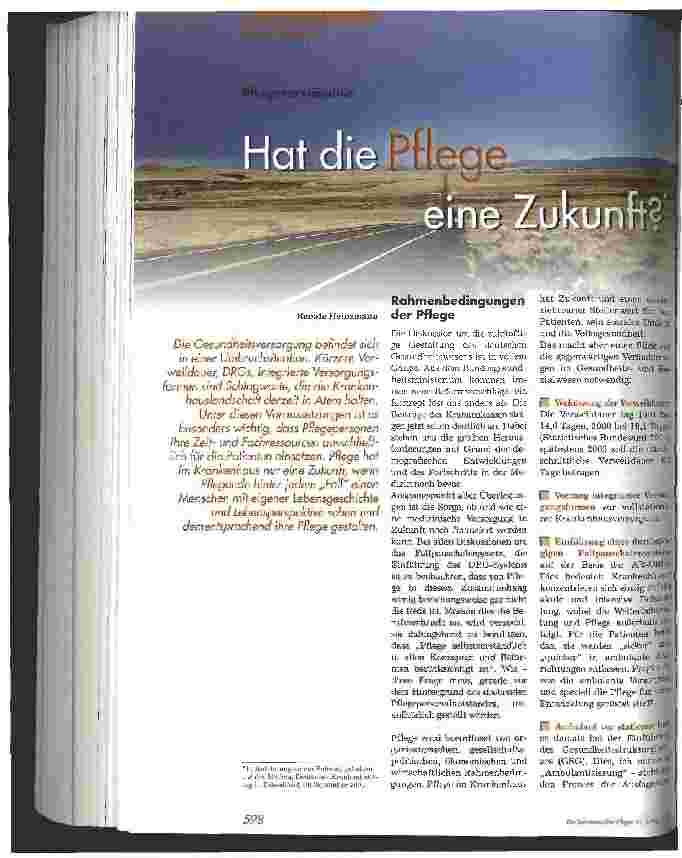 Vorschauseite 1: Hat die Pflege eine Zukunft?
