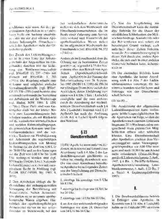 Vorschauseite 2: Apothekenöffnung an verkaufsoffenen Sonntagen zulässig