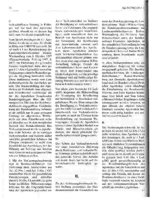 Vorschauseite 3: Apothekenöffnung an verkaufsoffenen Sonntagen zulässig