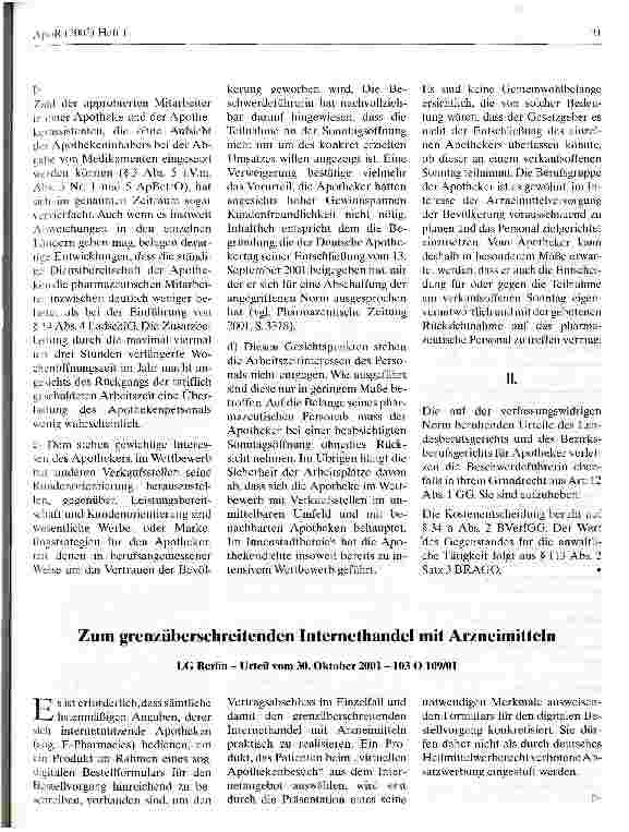 Vorschauseite 6: Apothekenöffnung an verkaufsoffenen Sonntagen zulässig