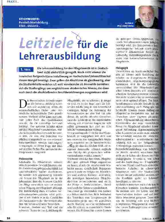 Vorschauseite 1: Leitziele für die Lehrerausbildung 1. Teil