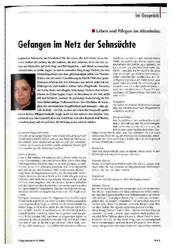 Vorschauseite 1: Gefangen im Netz der Sehnsüchte Leben und Pflegen im Altenheim