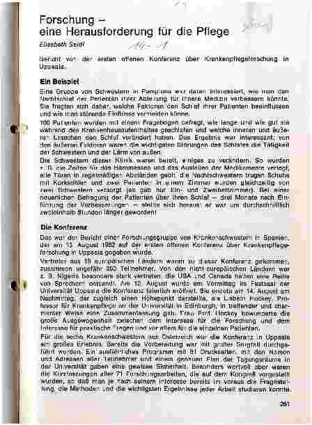 Vorschauseite 1: Forschung - eine Herausforderung für die Plege