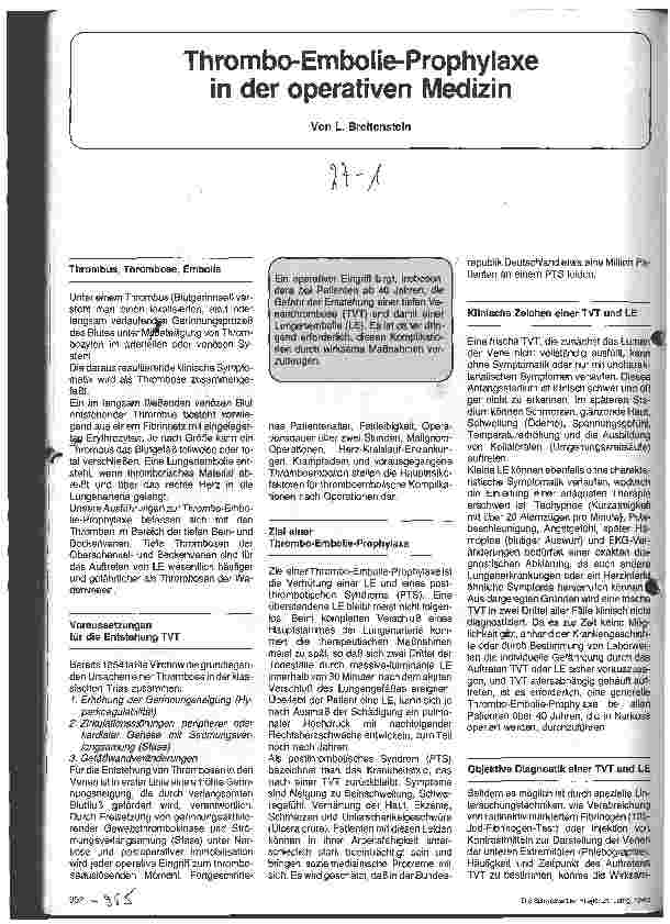 Vorschauseite 1: Thrombo-Embolie-Prophylaxe in der operativen Medizin