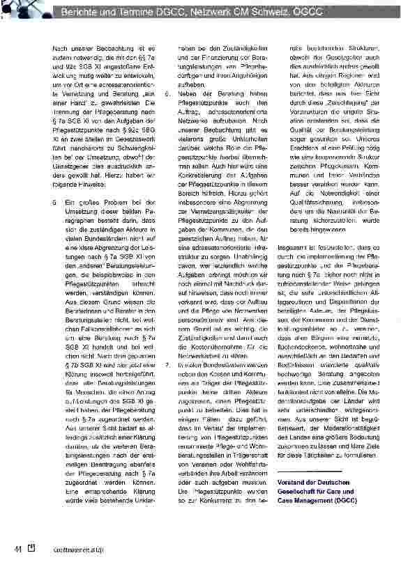 Vorschauseite 2: Stellungnahme der DGCC zum Entwurf eines Gesetzes zur Neuausrichtung der Pflegeversicherung (Pflegeneuausrichtungsgesetz - PNG)
