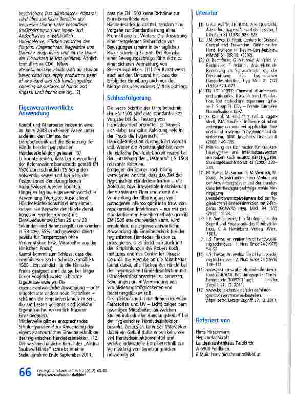 Vorschauseite 2: Einreibetechnik bei der hygienischen Händedesinfektion: Standardisiertes Vorgehen oder eigenverantwortliche Anwendung?