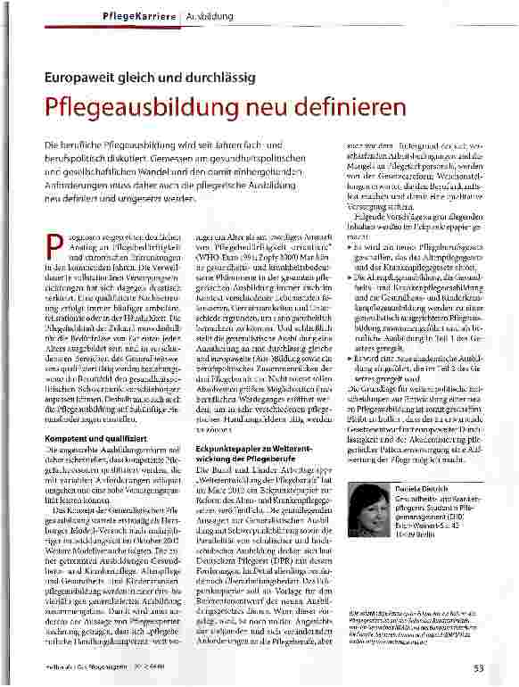 Vorschauseite 1: Pflegeausbildung neu definieren