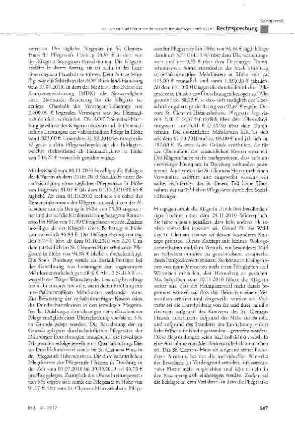 Vorschauseite 2: Zum Anspruch auf Übernahme der tatsächlichen Heimkosten nach SGB XII