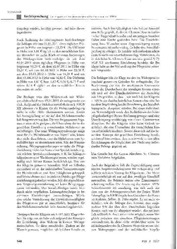 Vorschauseite 3: Zum Anspruch auf Übernahme der tatsächlichen Heimkosten nach SGB XII