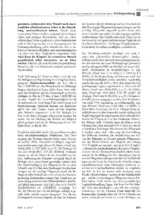 Vorschauseite 6: Zum Anspruch auf Übernahme der tatsächlichen Heimkosten nach SGB XII