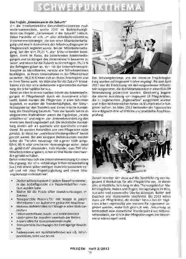Vorschauseite 3: GEMEINSAM IN DIE ZUKUNFT Innerbetriebliche Gesundheitsprävention im Bodelschwingh-Heim in Weinheim