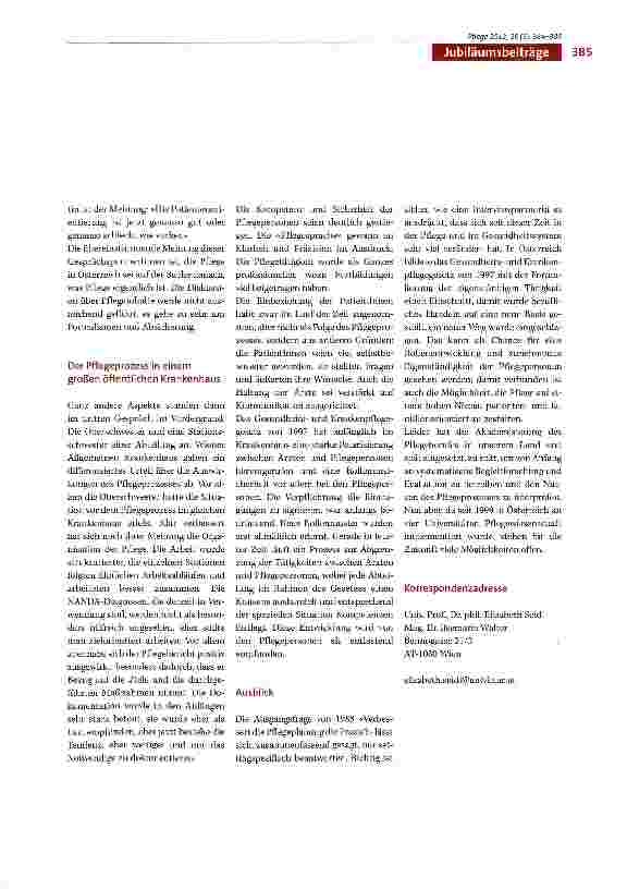 Vorschauseite 2: Der Pflegeprozess vor 25 Jahren und heute