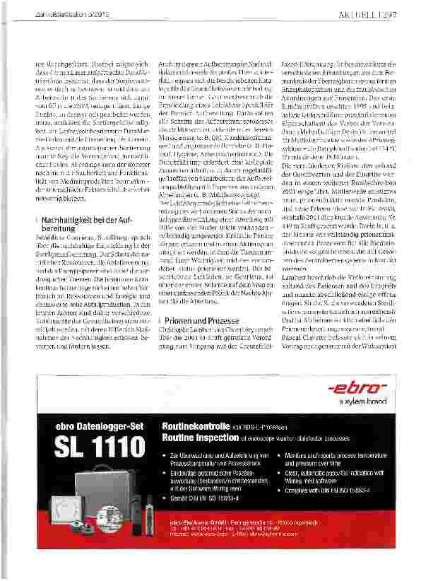 Vorschauseite 4: Internationaler Austausch in der Muttersprache 1. Internationale französischsprachige Sterilisationstage (JIFS) in Genf, 28. - 29. September 2012