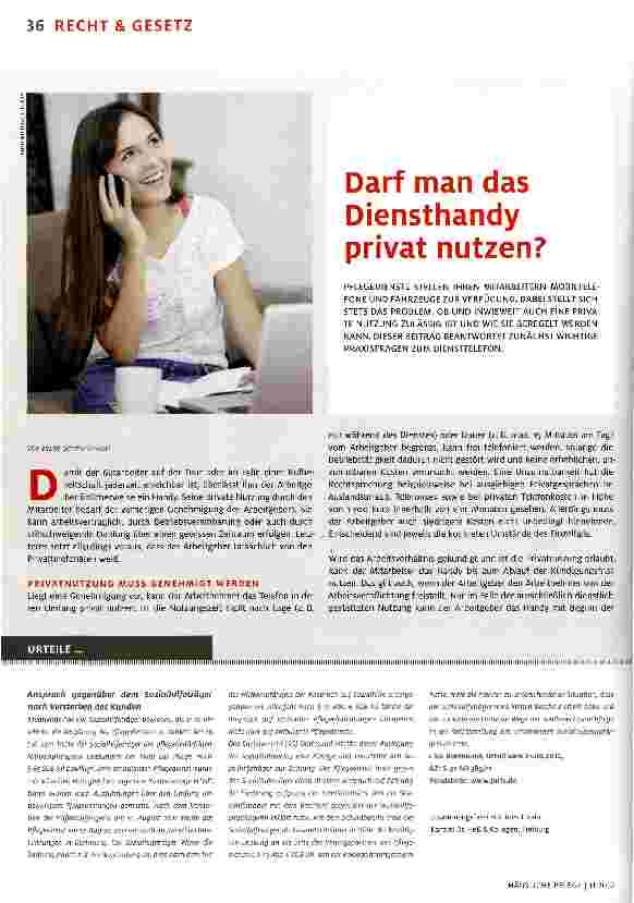 Vorschauseite 1: Darf man das Diensthandy privat nutzen?