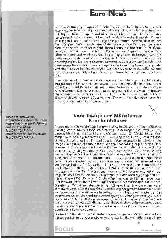 Vorschauseite 1: Vom Image der Münchener Krankenhäuser