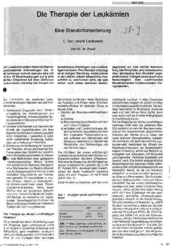 Vorschauseite 1: Die Therapie der Leukämien Eine Standortorientierung. 1. Teil: akute Leukosen