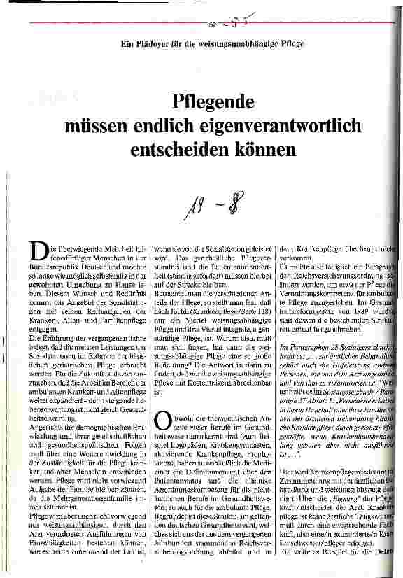 Vorschauseite 1: Pflegende müssen endlich eigenverantwortlich entscheiden
