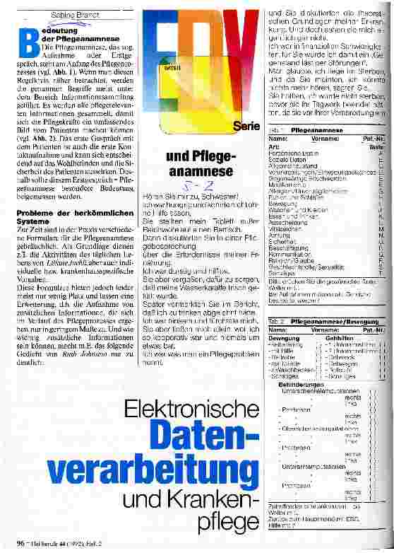 Vorschauseite 1: Elektronische Datenverarbeitung und Krankenpflege