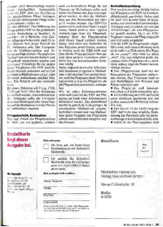 Vorschauseite 4: Elektronische Datenverarbeitung und Krankenpflege