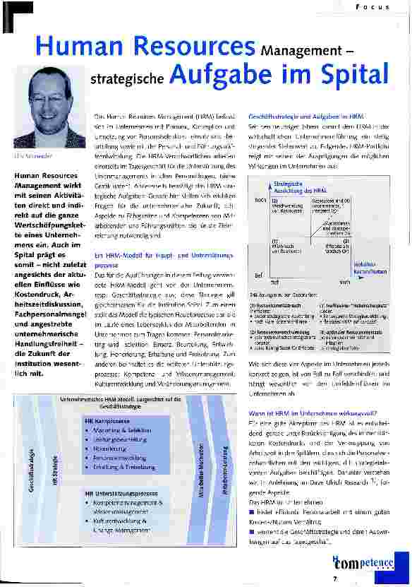 Vorschauseite 1: Human Resources Management - strategische Aufgabe im Spital